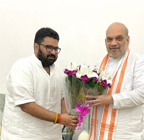 Kartikeya Sharma with Amit Shah